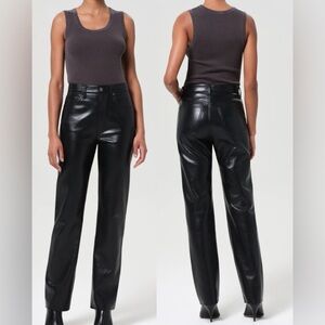AGolde 90'S PINCH WAIST HIGH RISE STRAIGHT LONG (RECYCLED LEATHER)
